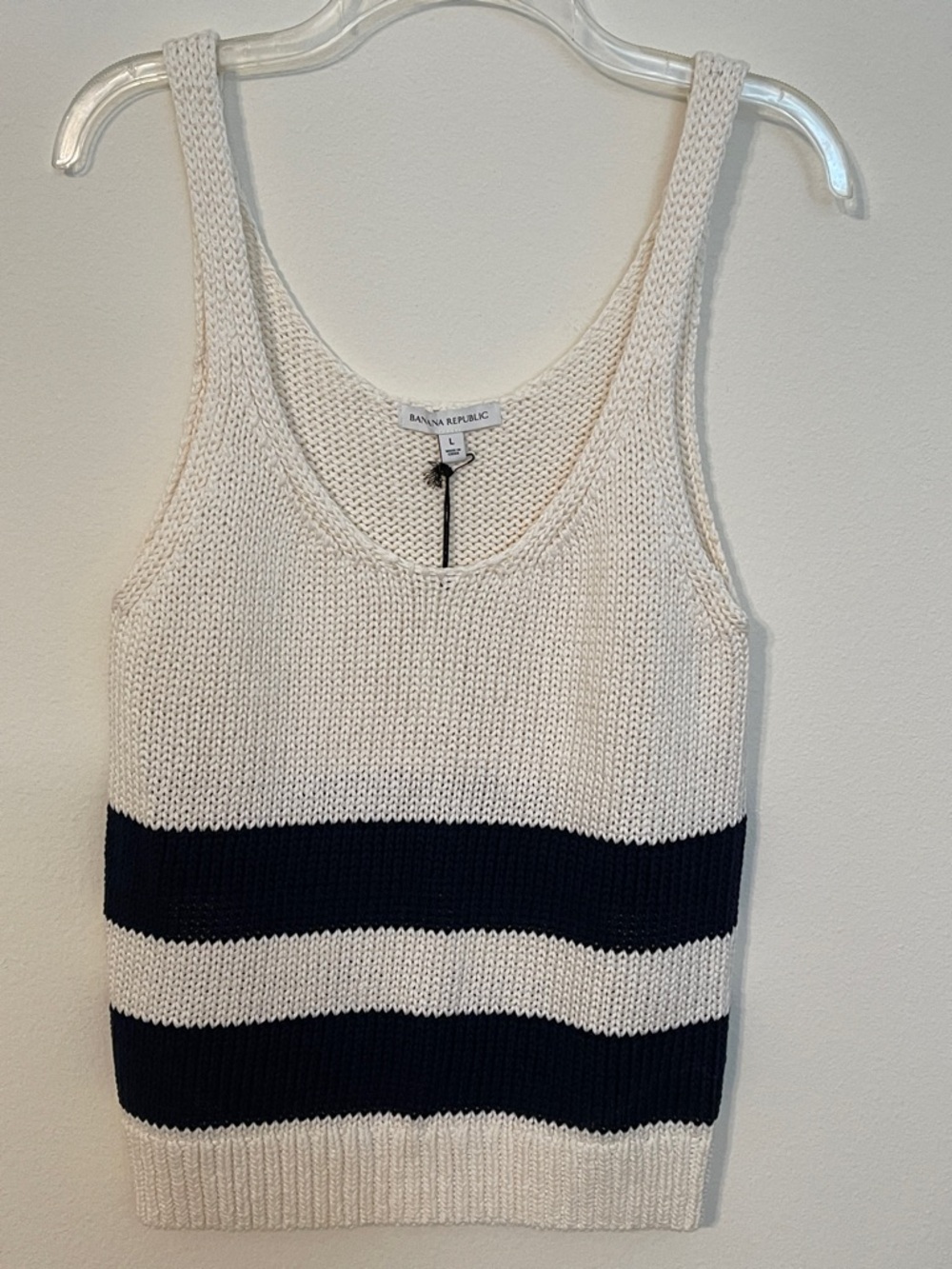 NWT Banana Republic Cream & Navy Striped Sweater Knit Tank - Picture 5 of 14